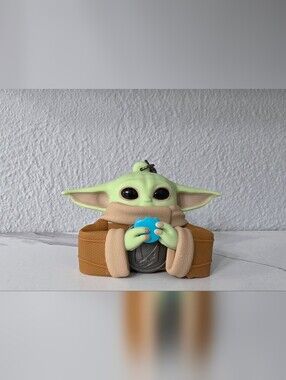 Grogu Plush Keychain with Silver Pod & Blue Accessory